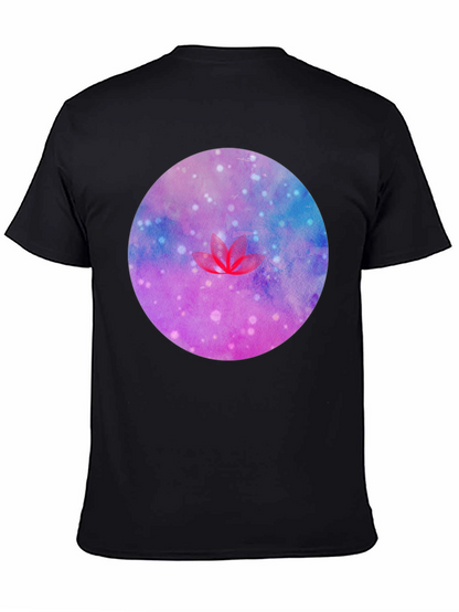 Galaxy Lotus Flower Graphic Tee - Black