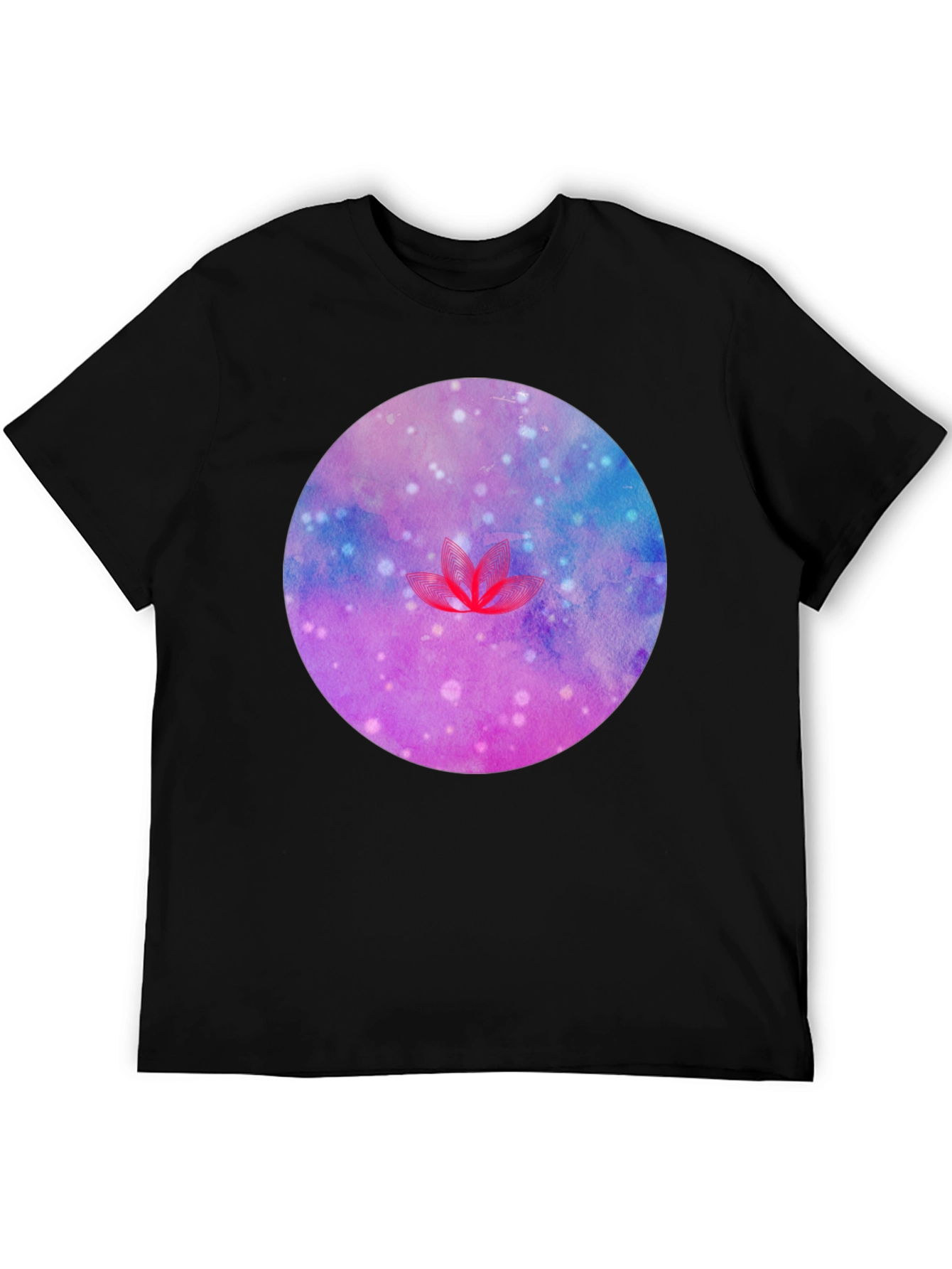 Galaxy Lotus Flower Graphic Tee - Black