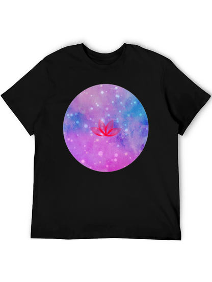 Galaxy Lotus Flower Graphic Tee - Black
