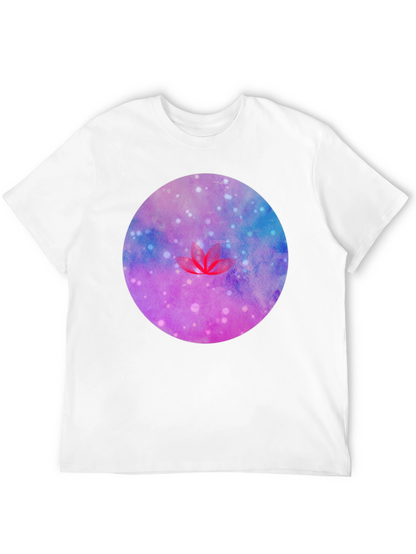 Galaxy Lotus Flower Graphic Tee - Black
