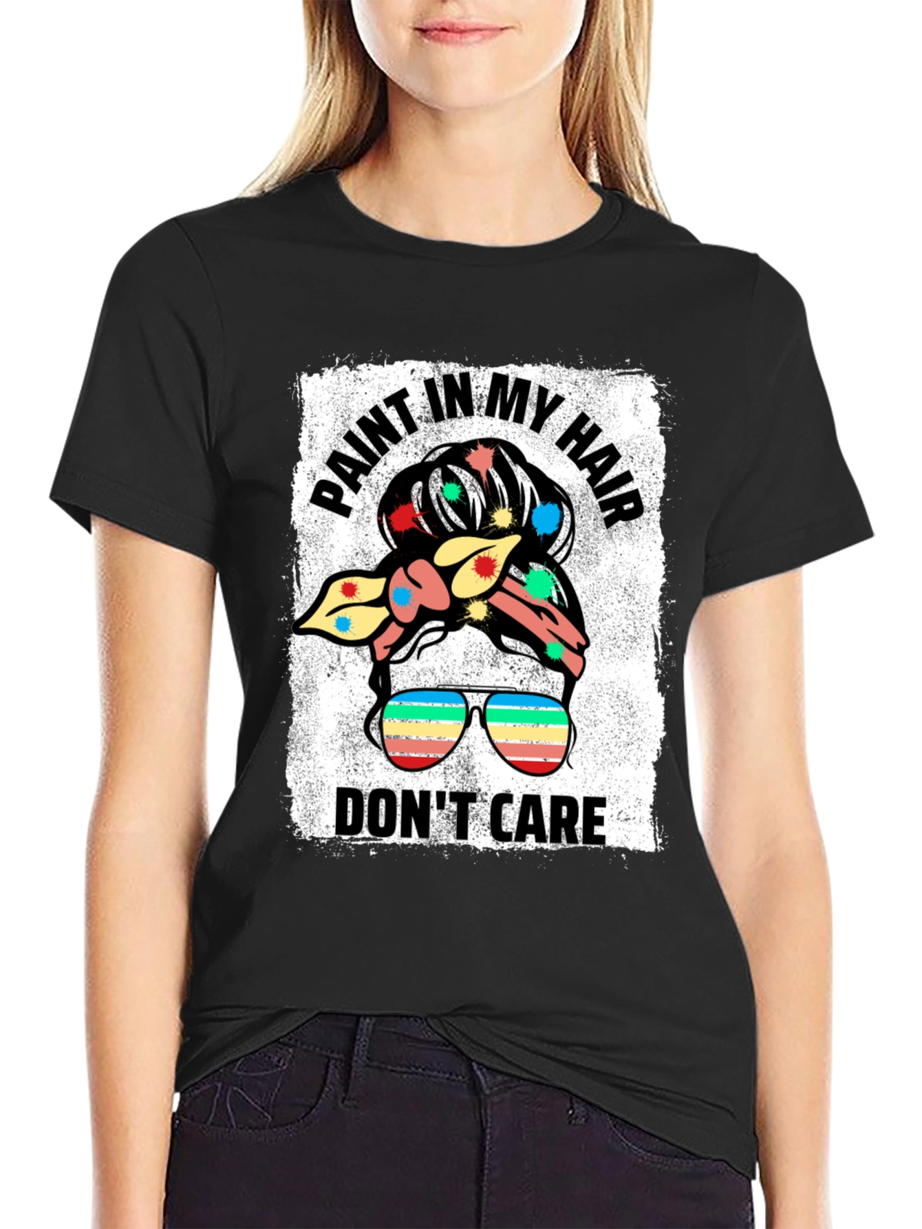 Paint In My Hair Dont Care Black T-Shirt