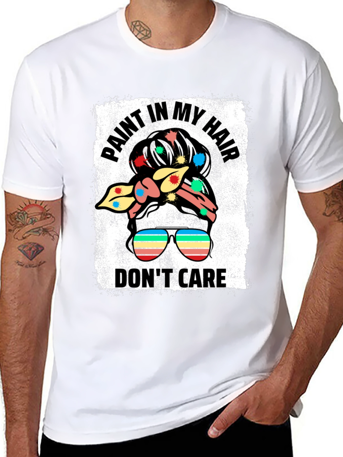 Paint In My Hair Dont Care Black T-Shirt