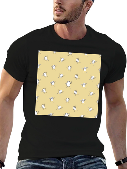 Funny Smiley Face Pattern Black T-Shirt