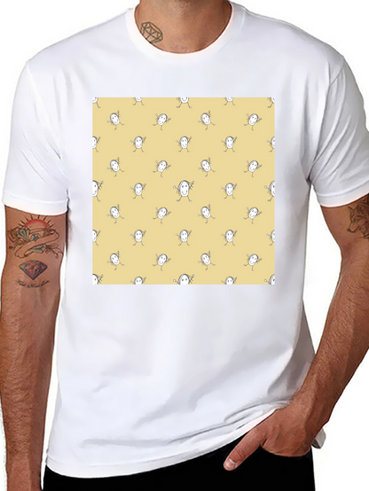 Funny Smiley Face Pattern Black T-Shirt