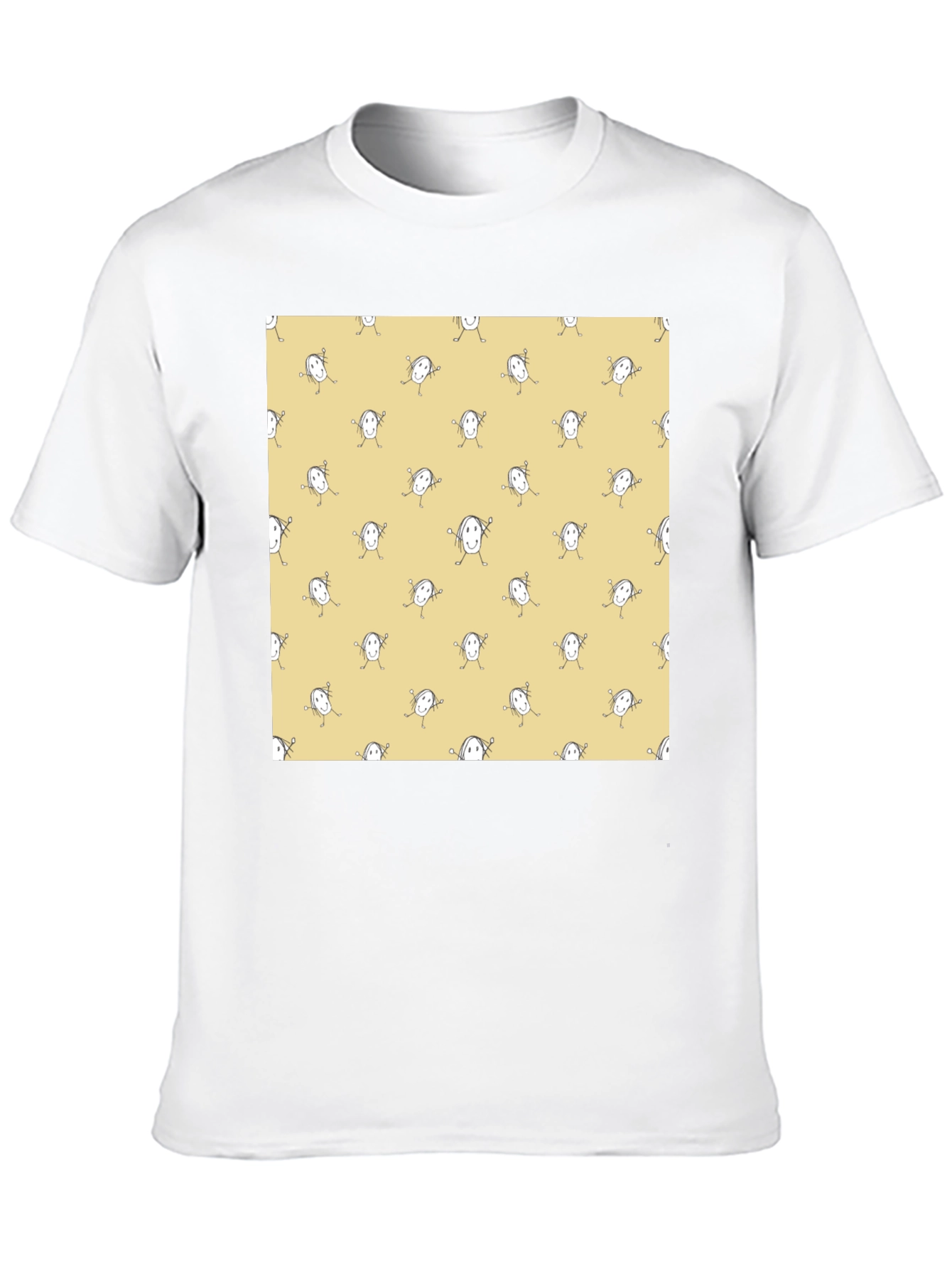 Funny Smiley Face Pattern Black T-Shirt