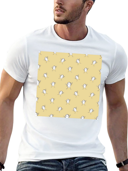 Funny Smiley Face Pattern Black T-Shirt
