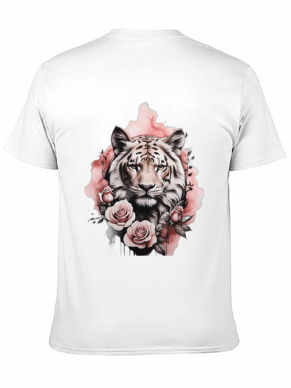 Floral Tiger Graphic Tee - Stylish Black T-Shirt