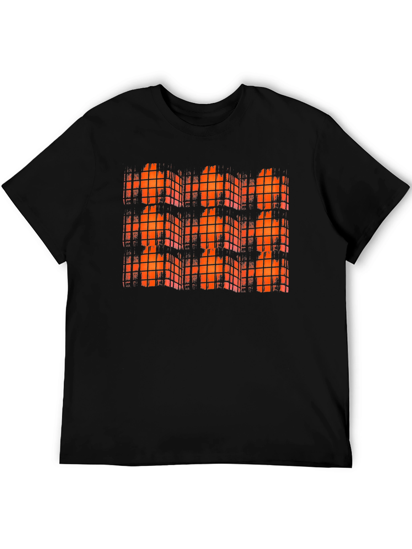 Orange Grid Black T-Shirt