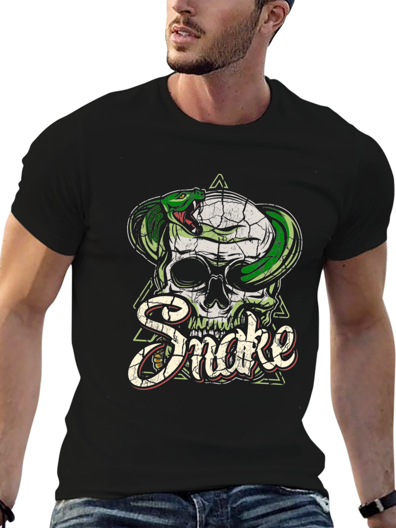 Skull & Snake Graphic Tee - Mens Black T-Shirt