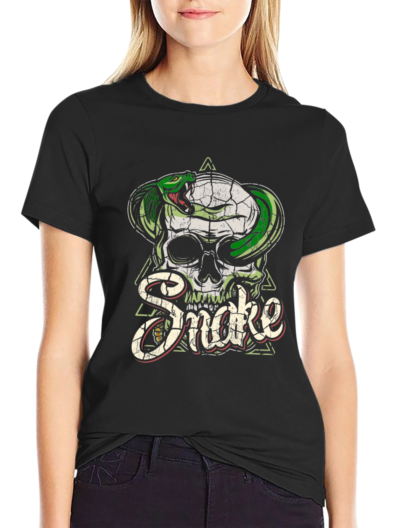 Skull & Snake Graphic Tee - Mens Black T-Shirt