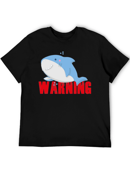 Warning Cute Shark Graphic Tee - Mens