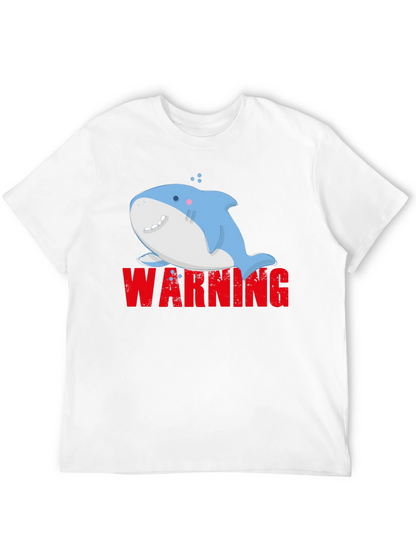 Warning Cute Shark Graphic Tee - Mens