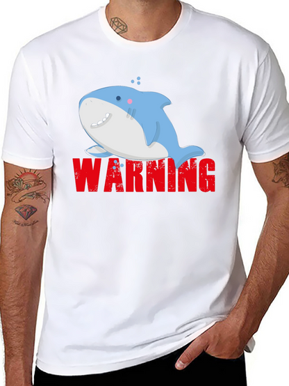 Warning Cute Shark Graphic Tee - Mens