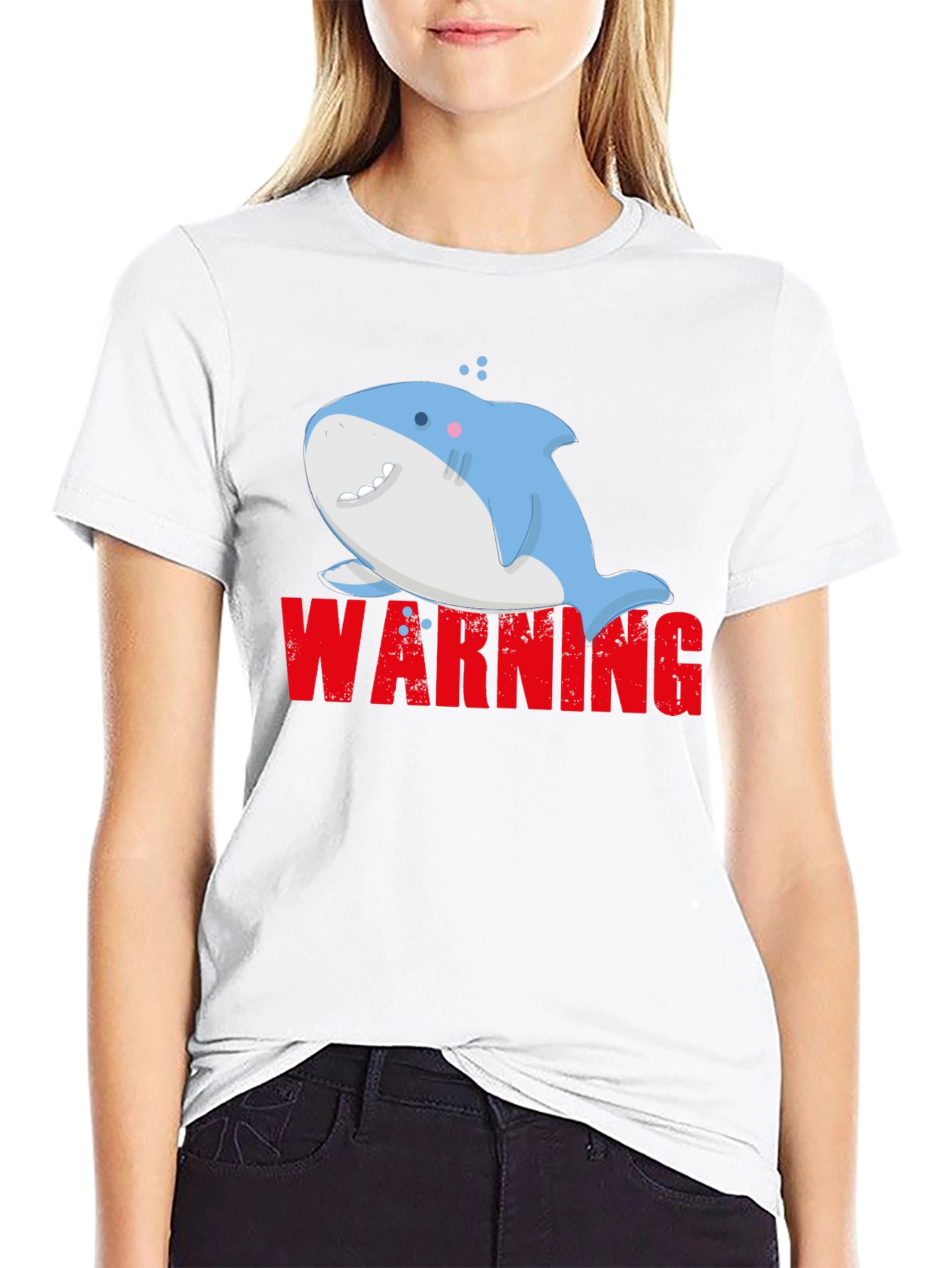 Warning Cute Shark Graphic Tee - Mens