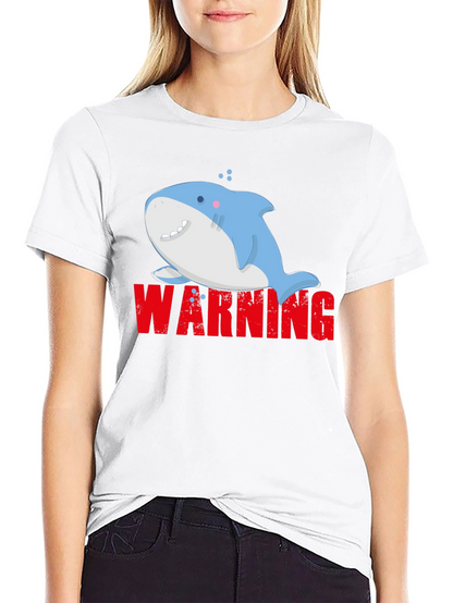 Warning Cute Shark Graphic Tee - Mens