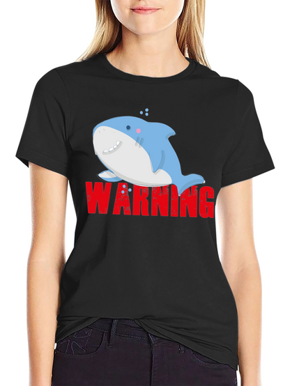 Warning Cute Shark Graphic Tee - Mens