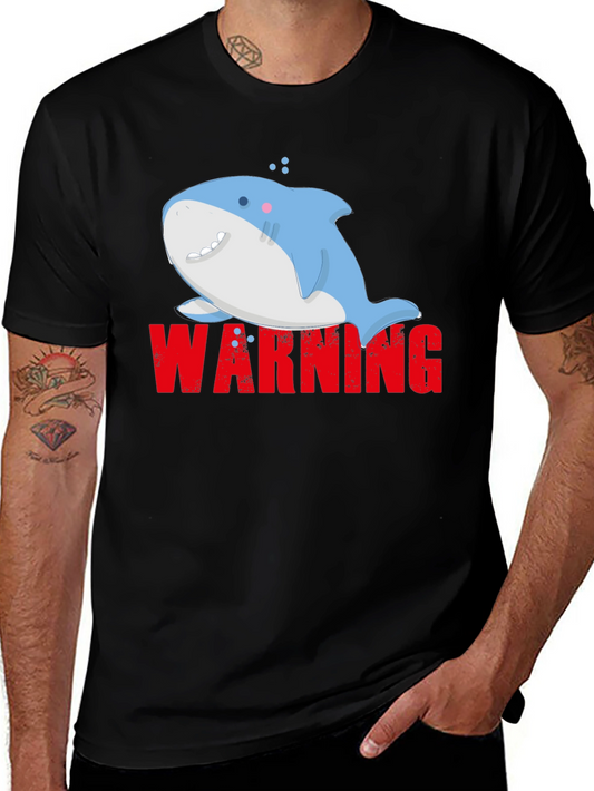 Warning Cute Shark Graphic Tee - Mens