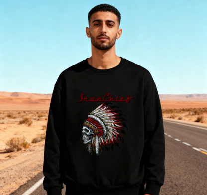 Edgy Skull Feather Headdress "Iron Chief" Sweatshirt