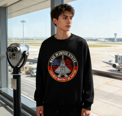 F-22 Raptor Fighter Jet Graphic Black Sweatshirt