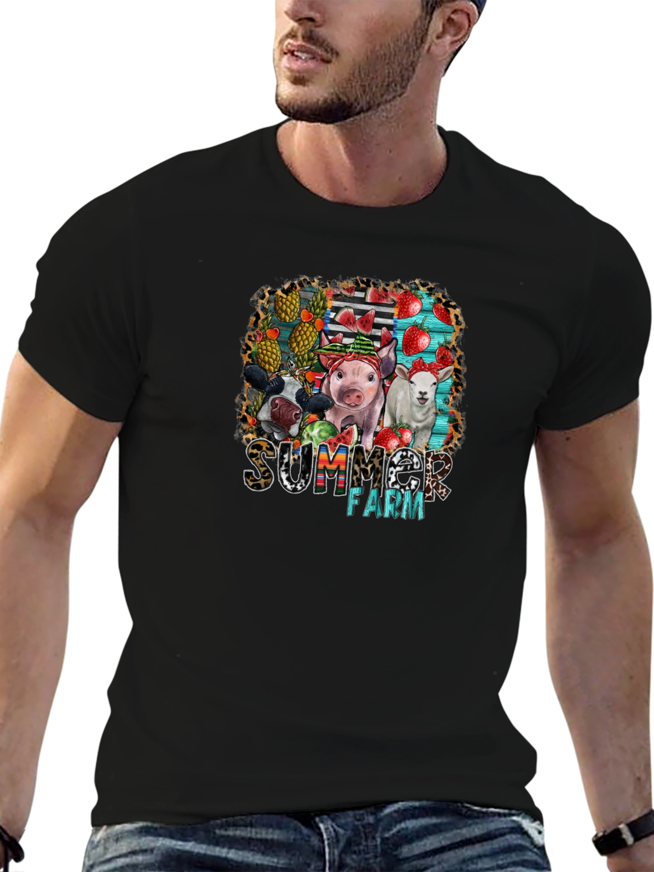 Summer Farm Animals Graphic T-Shirt