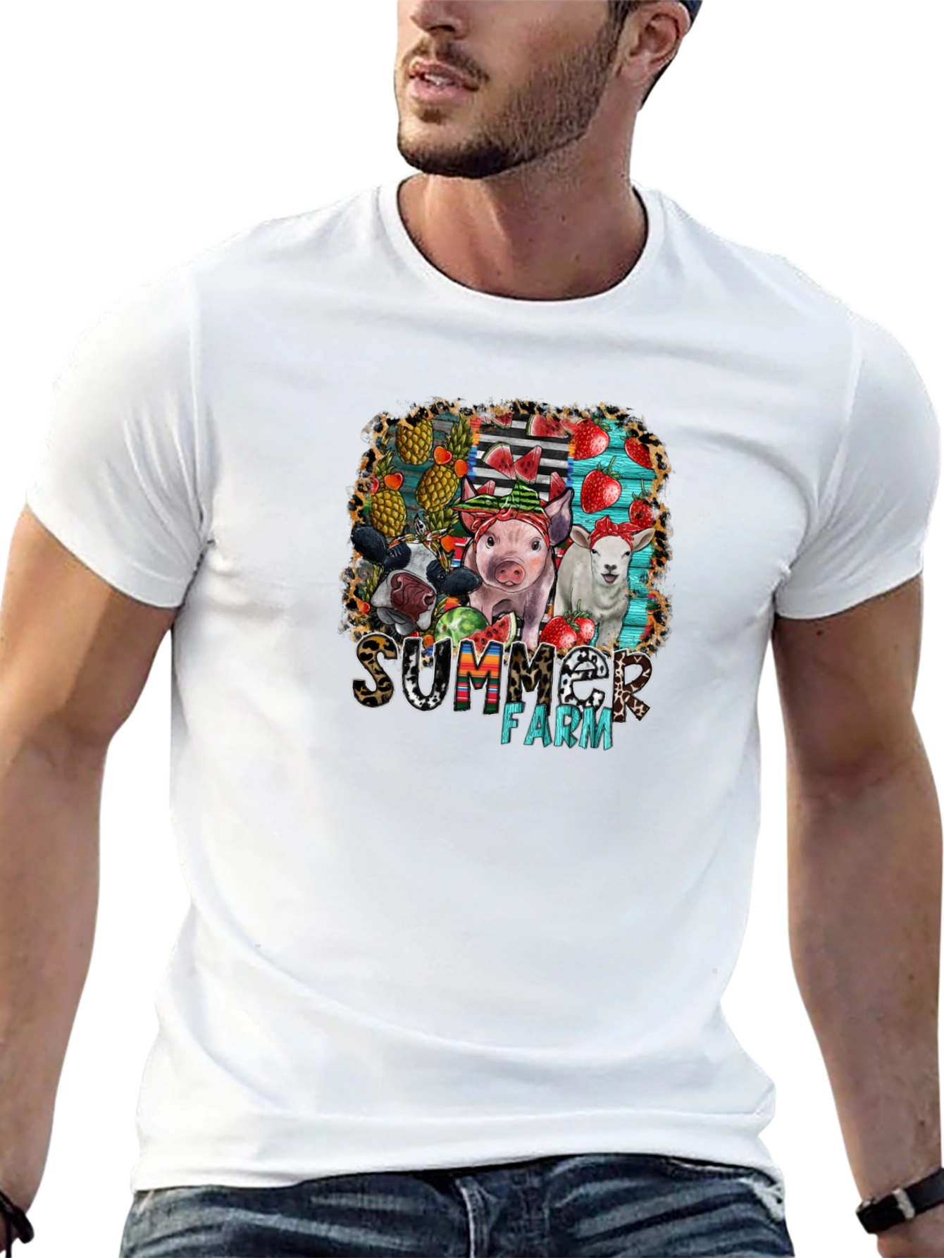 Summer Farm Animals Graphic T-Shirt