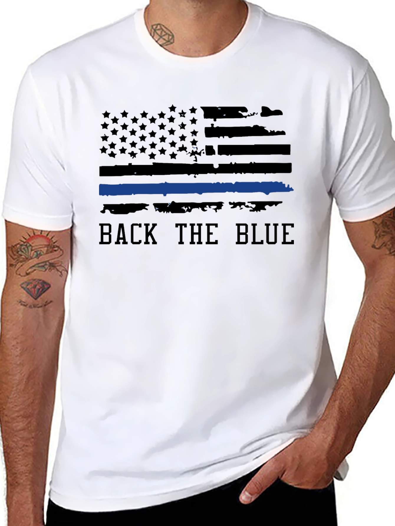Back the Blue Graphic Tee - Black T-Shirt