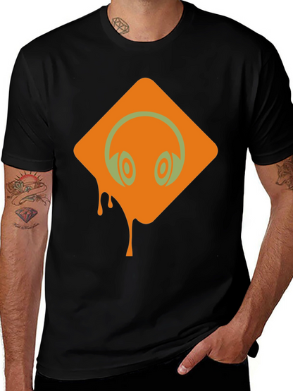 Headphones Graphic Black T-Shirt