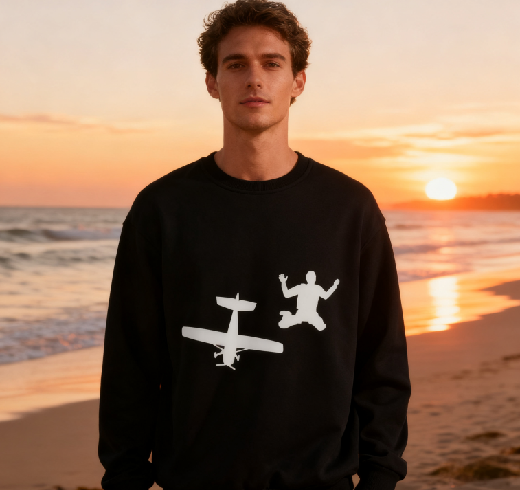 Plane vs. Giant Silhouette Graphic Casual Crewneck