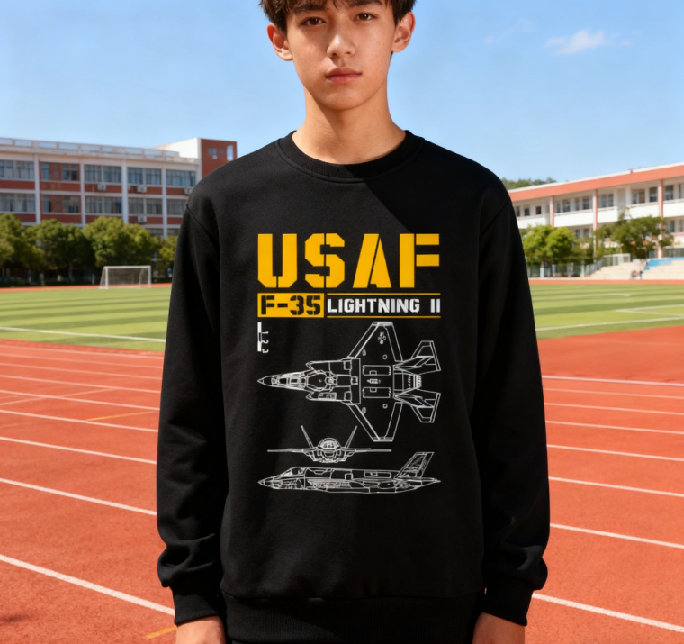 Military Aircraft F-35 USAF Blueprint Crewneck