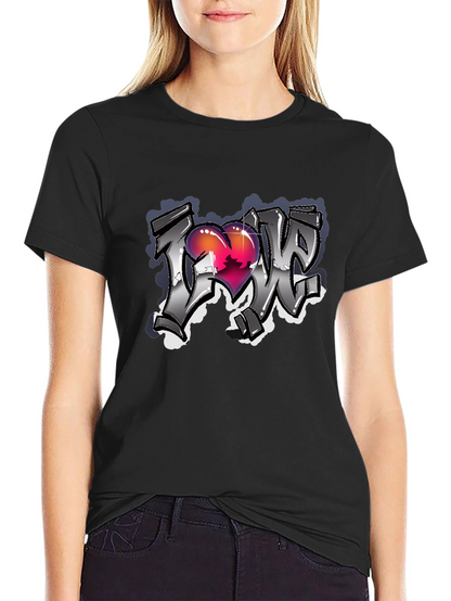 Love Graffiti Style Black T-Shirt
