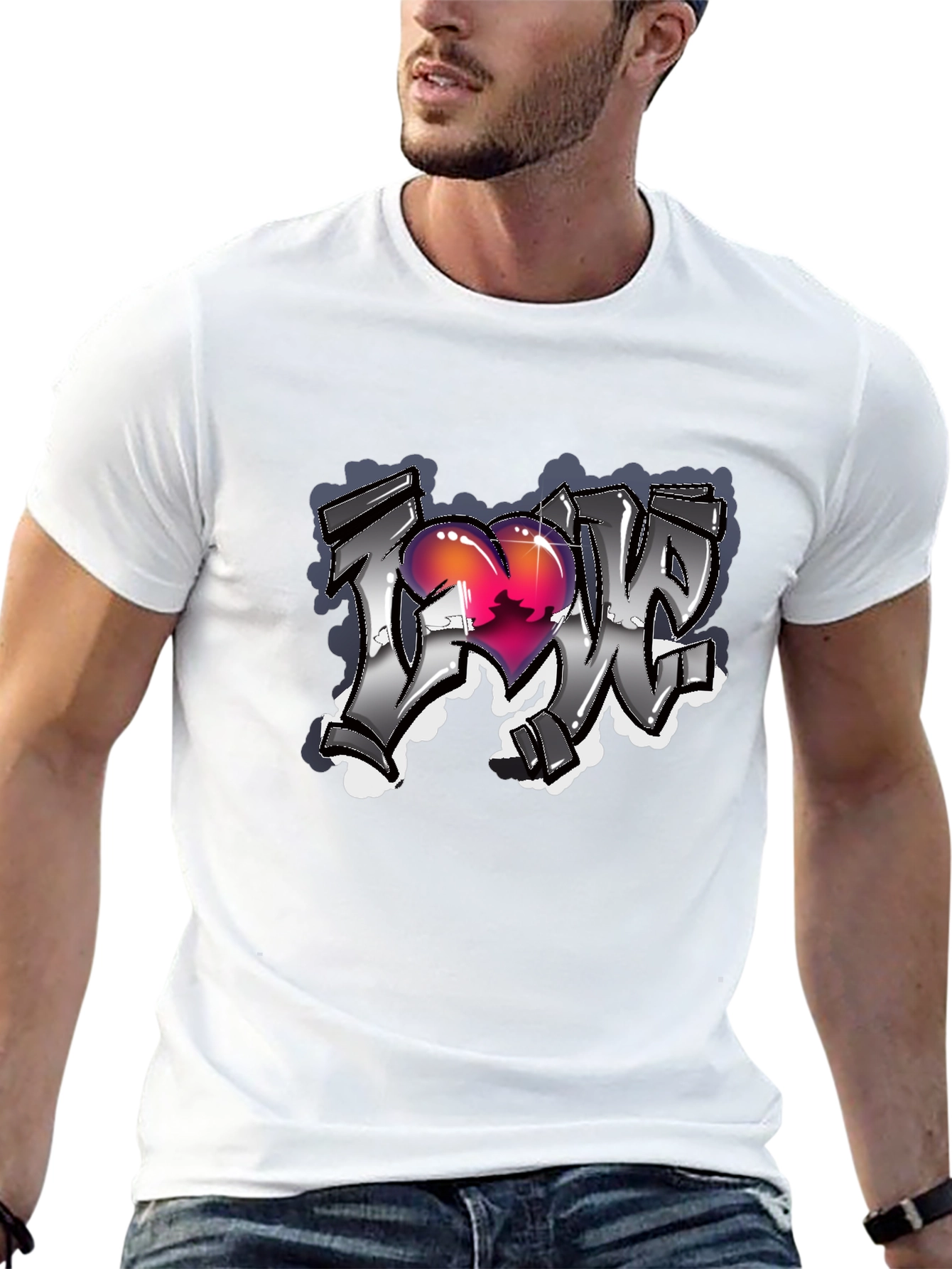Love Graffiti Style Black T-Shirt