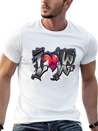 Love Graffiti Style Black T-Shirt