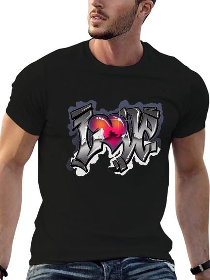 Love Graffiti Style Black T-Shirt