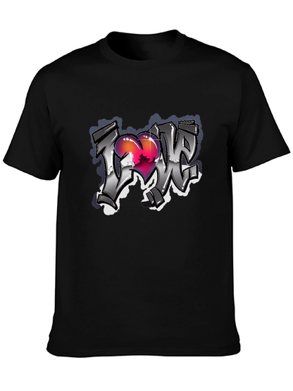 Love Graffiti Style Black T-Shirt