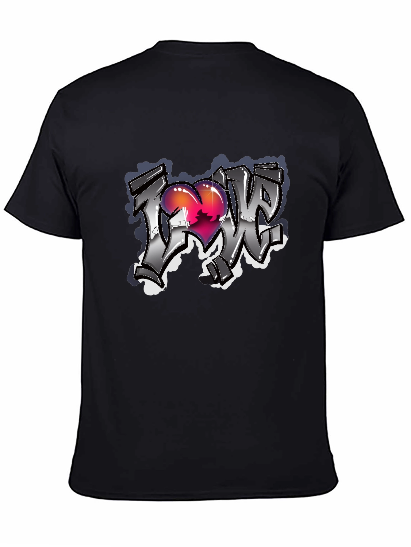 Love Graffiti Style Black T-Shirt