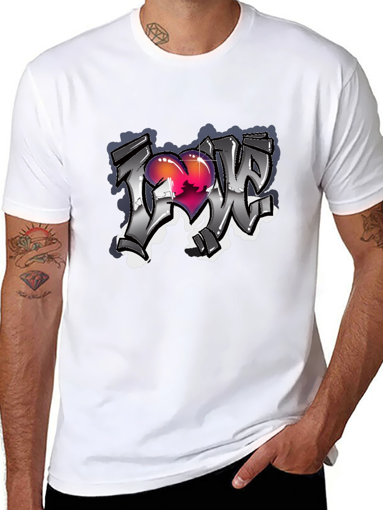 Love Graffiti Style Black T-Shirt