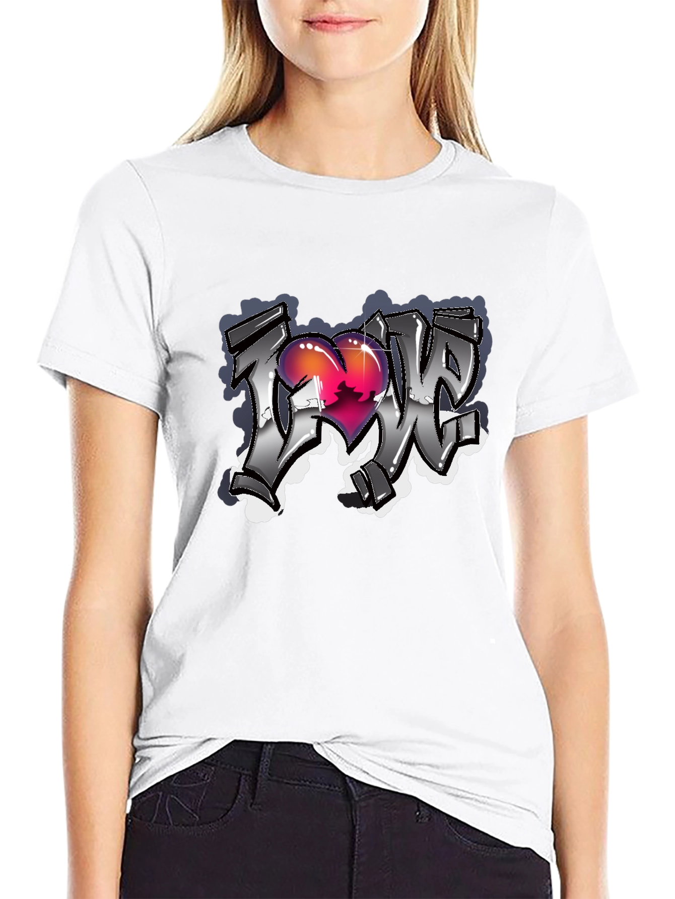 Love Graffiti Style Black T-Shirt