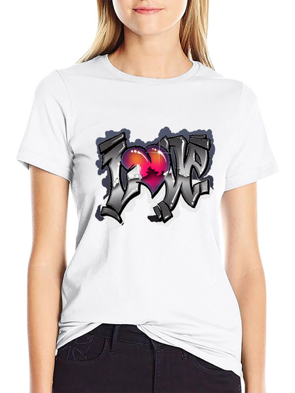 Love Graffiti Style Black T-Shirt