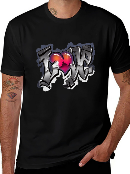 Love Graffiti Style Black T-Shirt