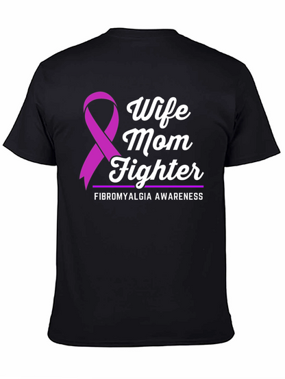 Wife Mom Fighter Fibromyalgia Awareness T-Shirt