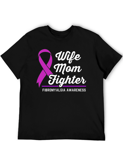Wife Mom Fighter Fibromyalgia Awareness T-Shirt