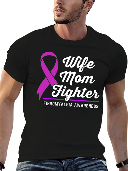Wife Mom Fighter Fibromyalgia Awareness T-Shirt