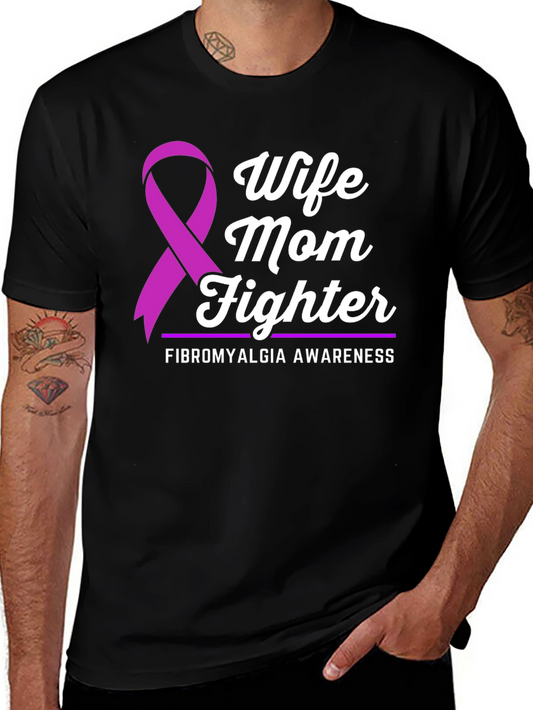Wife Mom Fighter Fibromyalgia Awareness T-Shirt