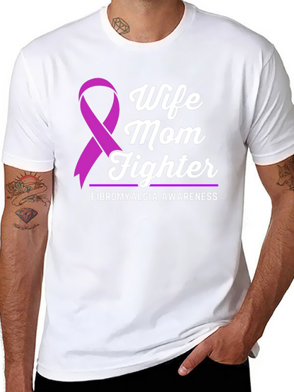 Wife Mom Fighter Fibromyalgia Awareness T-Shirt