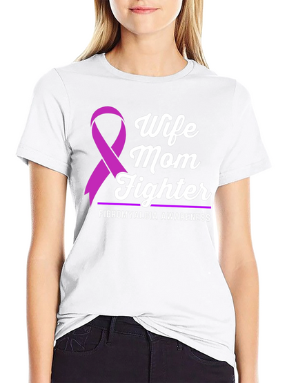 Wife Mom Fighter Fibromyalgia Awareness T-Shirt