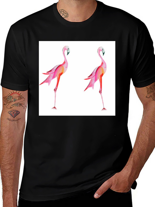 Flamingo Watercolor Graphic Tee - Black