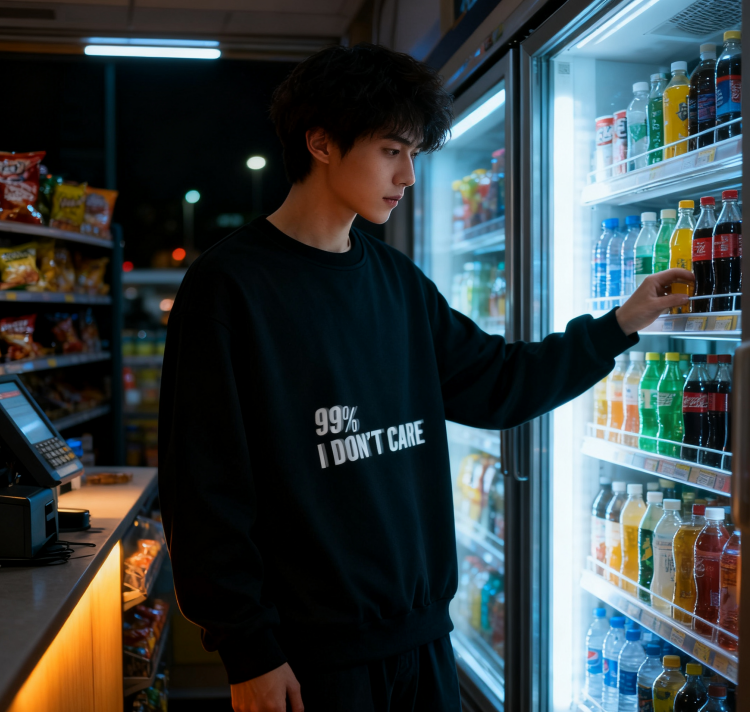 Edgy-Casual "99% I Don’t Care" Slogan Sweatshirt