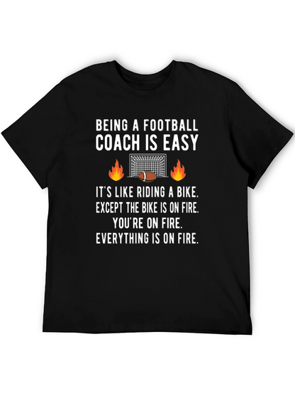 Football Coach On Fire Graphic Tee - Funny Gift