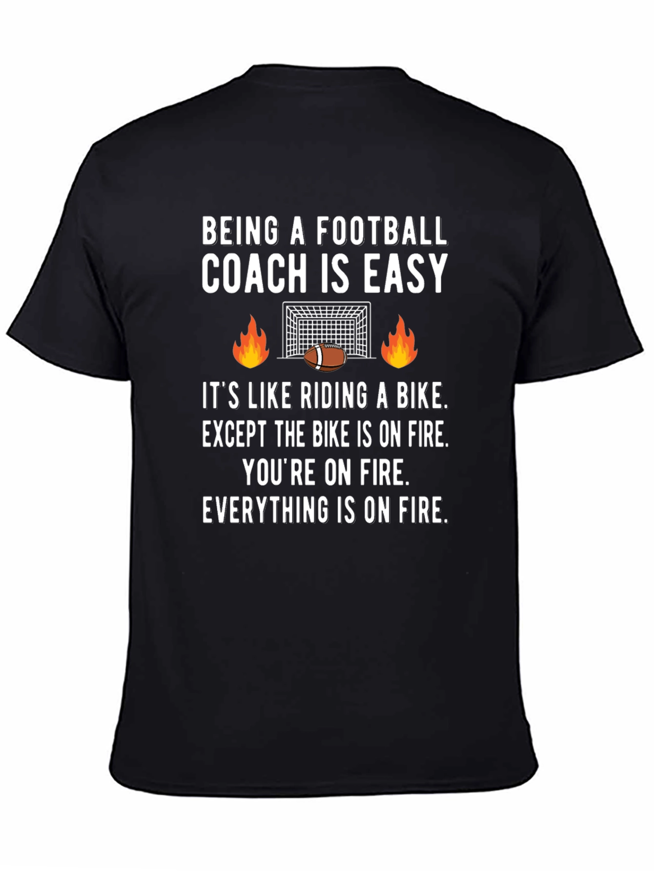 Football Coach On Fire Graphic Tee - Funny Gift