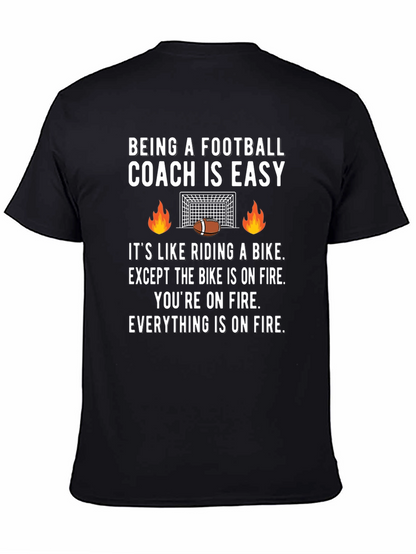 Football Coach On Fire Graphic Tee - Funny Gift